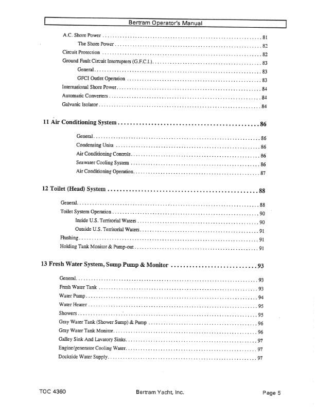 BERTRAM 60 CONVERTIBLE YACHT BOAT OPERATOR OWNERS MANUAL REPRINTED COMB BOUND