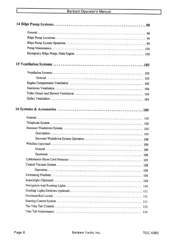 BERTRAM 60 CONVERTIBLE YACHT BOAT OPERATOR OWNERS MANUAL REPRINTED COMB BOUND