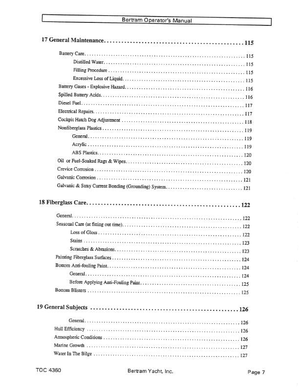 BERTRAM 60 CONVERTIBLE YACHT BOAT OPERATOR OWNERS MANUAL REPRINTED COMB BOUND