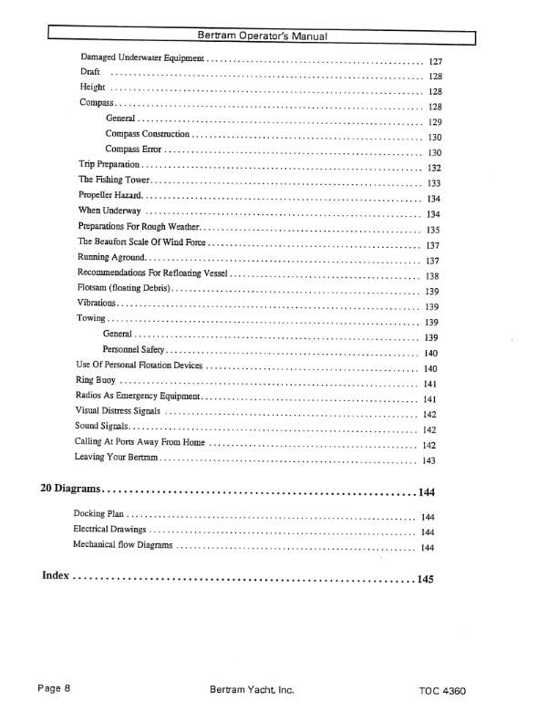 BERTRAM 60 CONVERTIBLE YACHT BOAT OPERATOR OWNERS MANUAL REPRINTED COMB BOUND