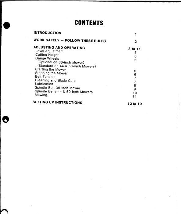 CUB CADET INTERNATIONAL ROTARY MOWER 38C 44C 50C 3-SPINDLE OPERATORS MANUAL