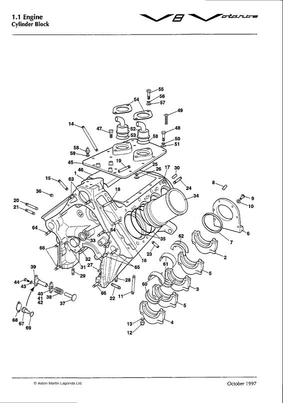 ASTON MARTIN V8 VOLANTE 97-00 PARTS MANUAL REPRINTED A4 COMB BOUND 284 PAGES