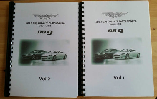 ASTON MARTIN DB9 AND DB9 VOLANTE PARTS MANUAL REPRINTED A4 COMB BOUND 04 - 12