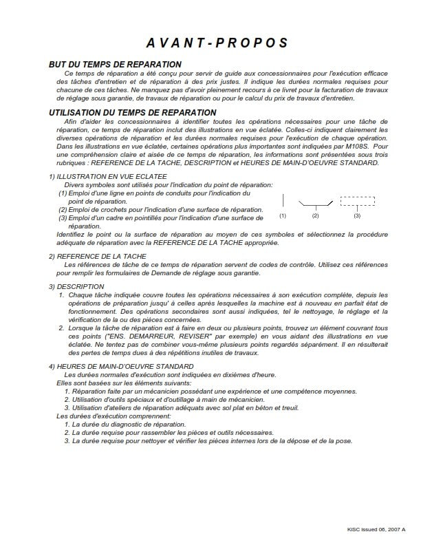 KUBOTA TRACTOR M108S FRS FLAT RATE SCHEDULE REPRINTED 2007 COMB BOUND