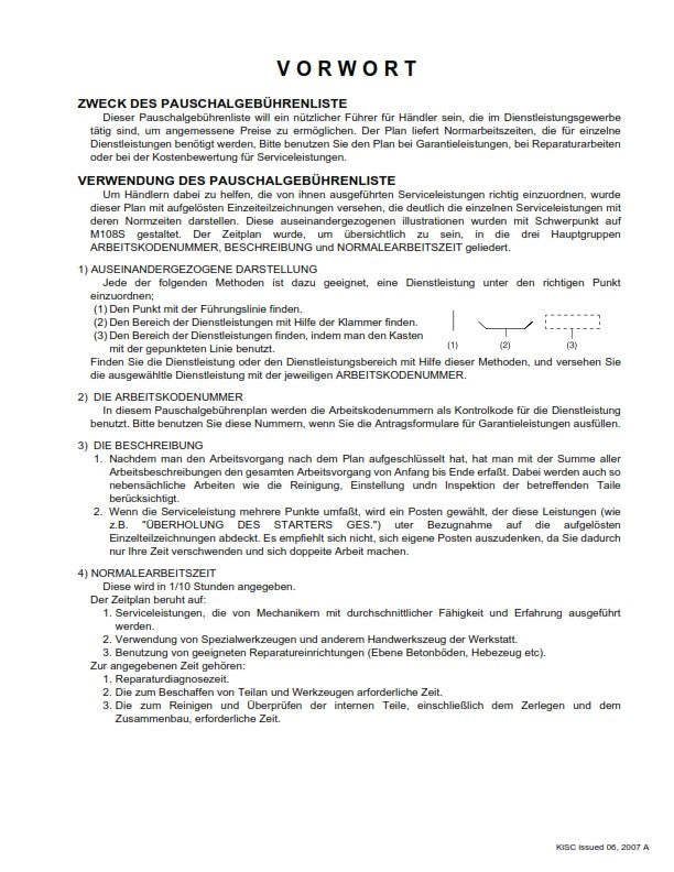 KUBOTA TRACTOR M108S FRS FLAT RATE SCHEDULE REPRINTED 2007 COMB BOUND