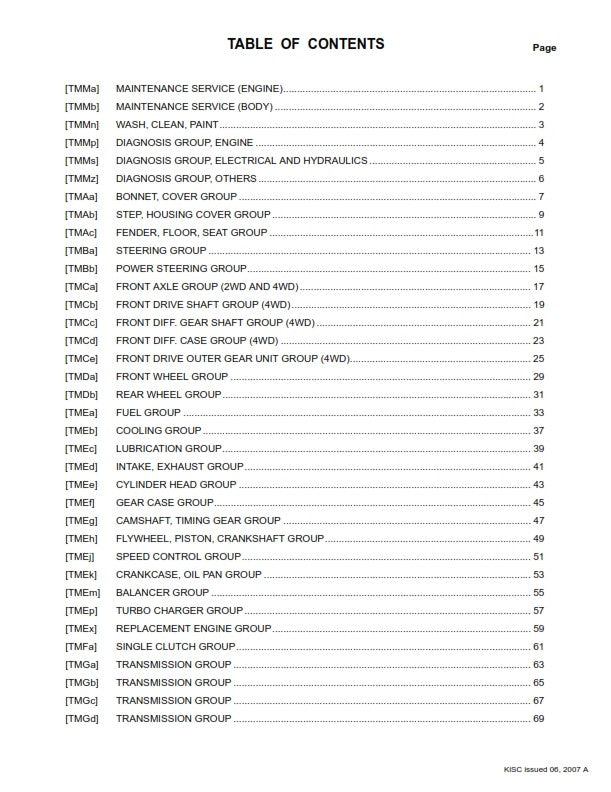 KUBOTA TRACTOR M108S FRS FLAT RATE SCHEDULE REPRINTED 2007 COMB BOUND