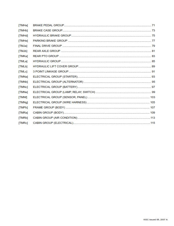 KUBOTA TRACTOR M108S FRS FLAT RATE SCHEDULE REPRINTED 2007 COMB BOUND