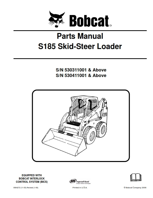 BOBCAT S185 SKID STEER LOADER PARTS MANUAL REPRINTED COMB BOUND