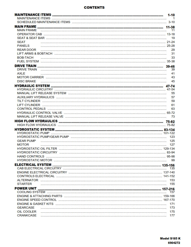 BOBCAT S185 SKID STEER LOADER PARTS MANUAL REPRINTED COMB BOUND