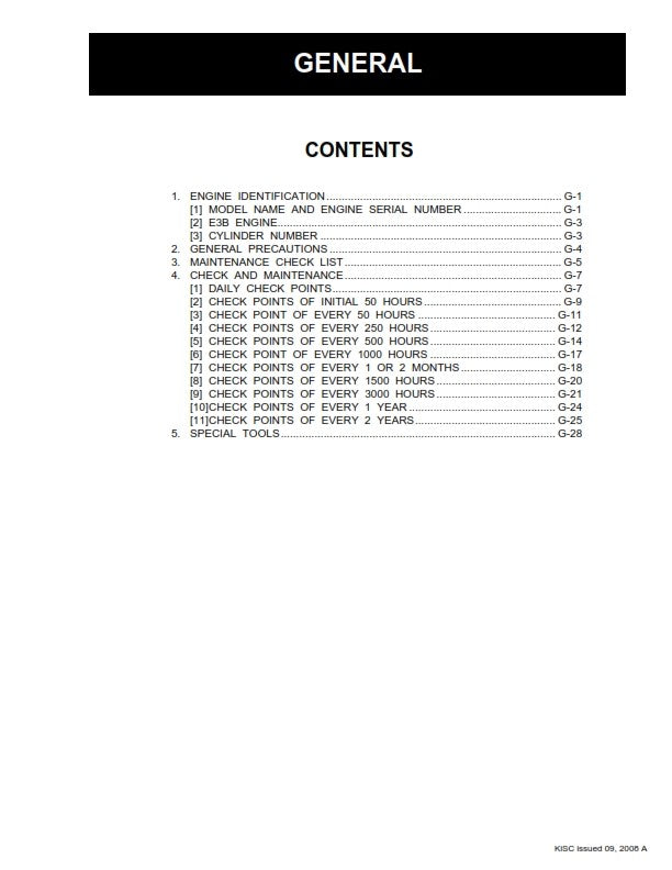 KUBOTA 07-E3B SERIES DIESEL ENGINE WORKSHOP MANUAL REPRINTED 2008 EDITION