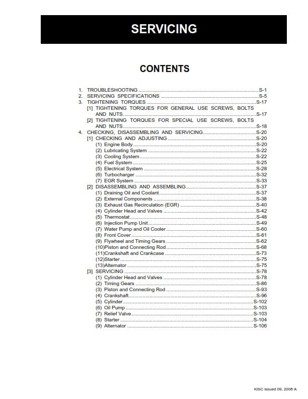 KUBOTA 07-E3B SERIES DIESEL ENGINE WORKSHOP MANUAL REPRINTED 2008 EDITION