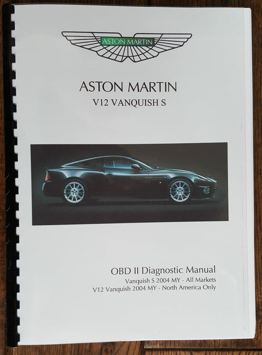 ASTON MARTIN V12 VANQUISH S (04 - 07) OBD II DIAGNOSTIC MANUAL PRINTED A4