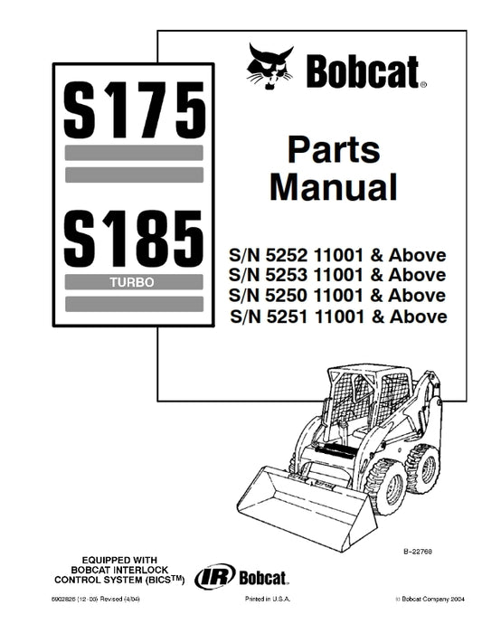 BOBCAT S175 & S185 PARTS MANUAL REPRINTED COMB BOUND