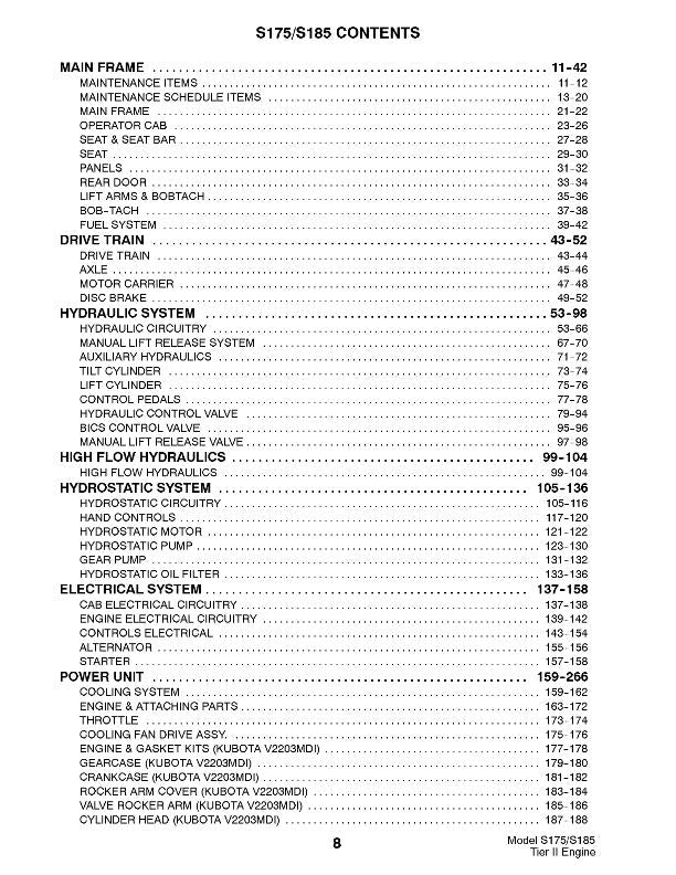 BOBCAT S175 & S185 PARTS MANUAL REPRINTED COMB BOUND
