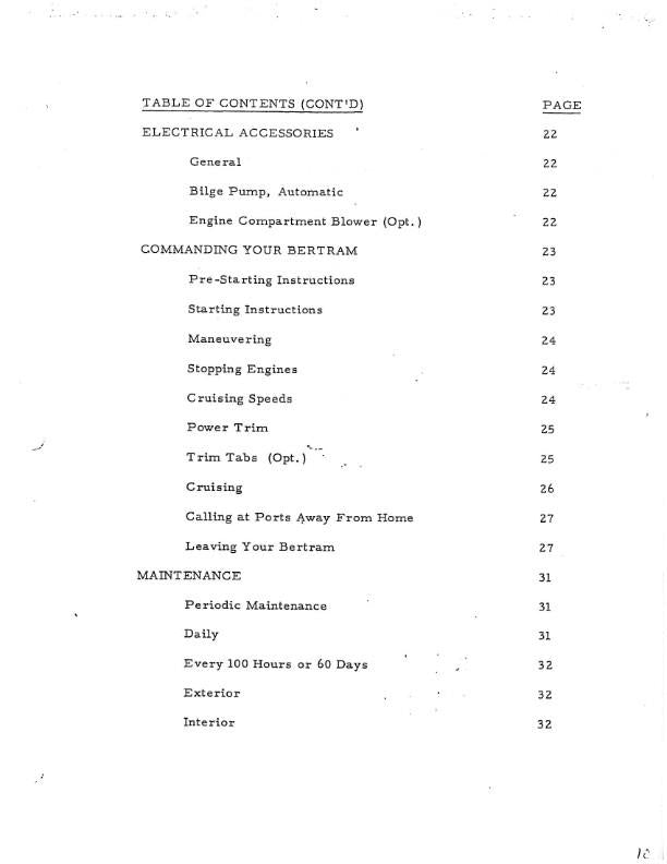 BERTRAM 25 YACHT BOAT OWNERS MANUAL REPRINTED COMB BOUND