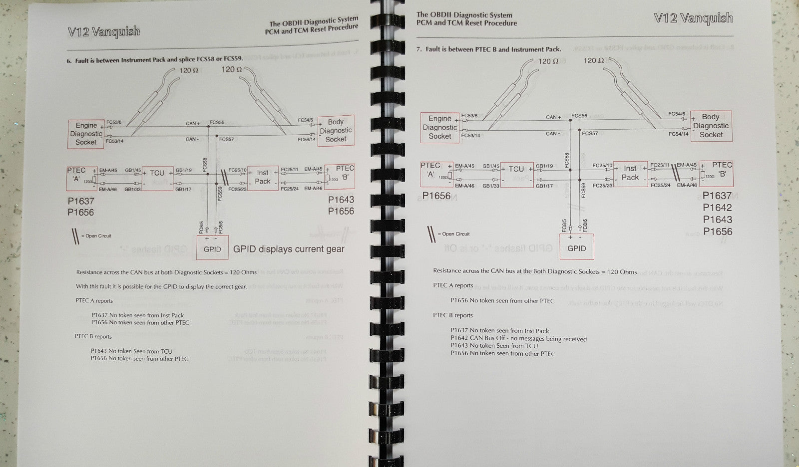 ASTON MARTIN V12 VANQUISH (01 - 07) OBD II DIAGNOSTIC MANUAL PRINTED A4