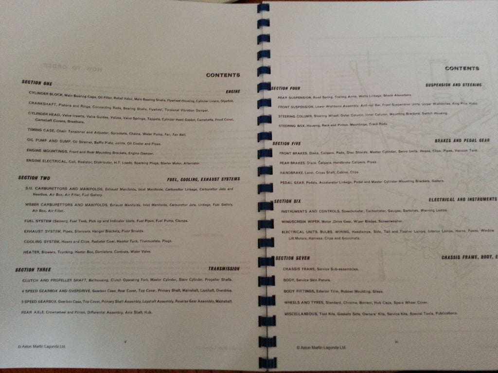 ASTON MARTIN DB5 PARTS MANUAL REPRINTED A4 COMB BOUND REPRINTED