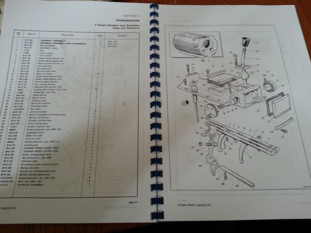 ASTON MARTIN DB5 PARTS MANUAL REPRINTED A4 COMB BOUND REPRINTED