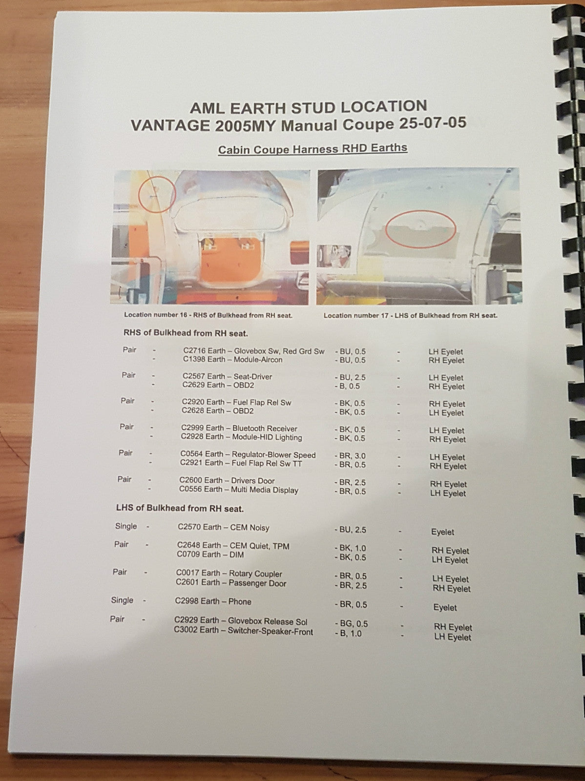 2005 2006 - ASTON MARTIN V8 VANTAGE ELECTRICAL WIRING CIRCUIT DIAGRAMS MANUAL