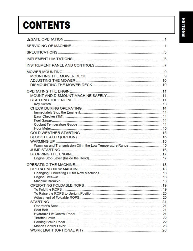 KUBOTA ZD221 ZERO TURN MOWER OPERATOR MANUAL REPRINTED COMB BOUND