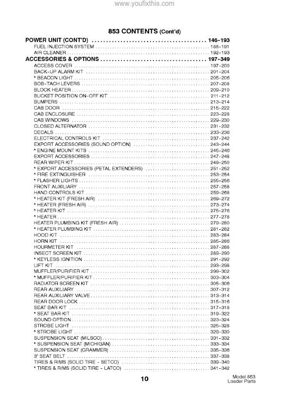 BOBCAT 853 PARTS MANUAL REPRINTED COMB BOUND
