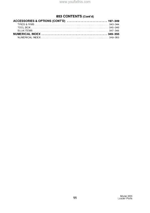 BOBCAT 853 PARTS MANUAL REPRINTED COMB BOUND