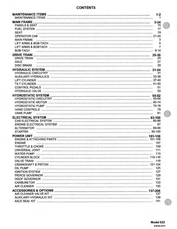 BOBCAT 632 PARTS MANUAL REPRINTED COMB BOUND