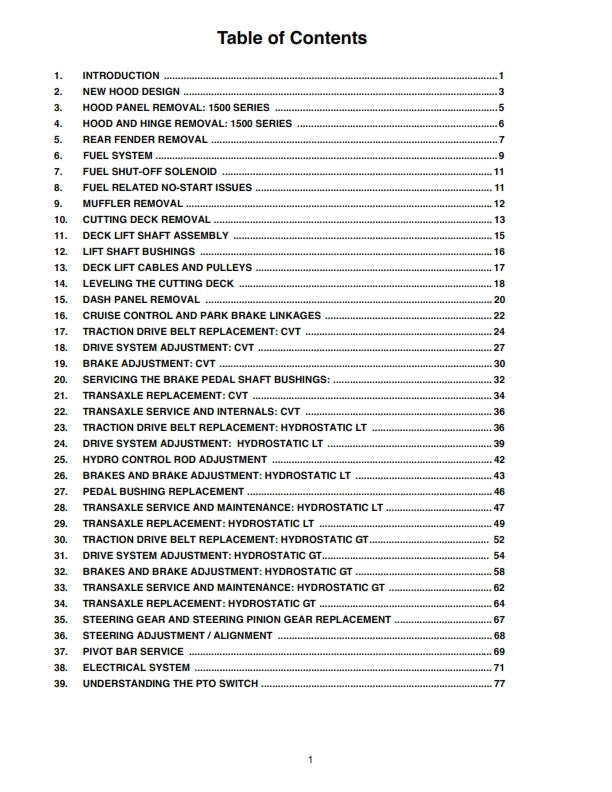 CUB CADET 1000 1500 SERIES RIDING TRACTOR SERVICE MANUAL 2001 - 2006 REPRINTED