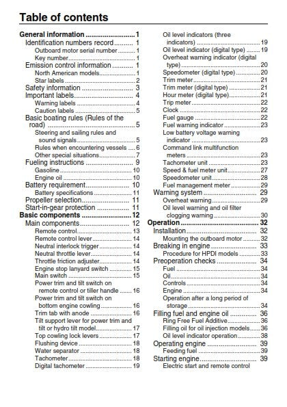 YAMAHA VZ200 VZ225 VZ250 VZ300 OUTBOARD MOTOR 2006 OWNERS MANUAL REPRINTED