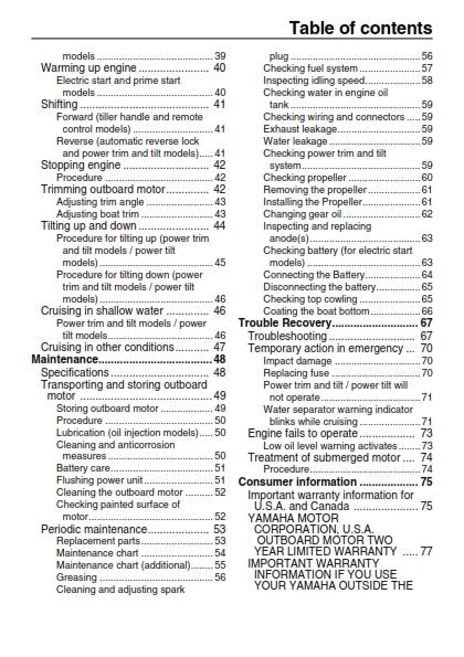 YAMAHA VZ200 VZ225 VZ250 VZ300 OUTBOARD MOTOR 2006 OWNERS MANUAL REPRINTED
