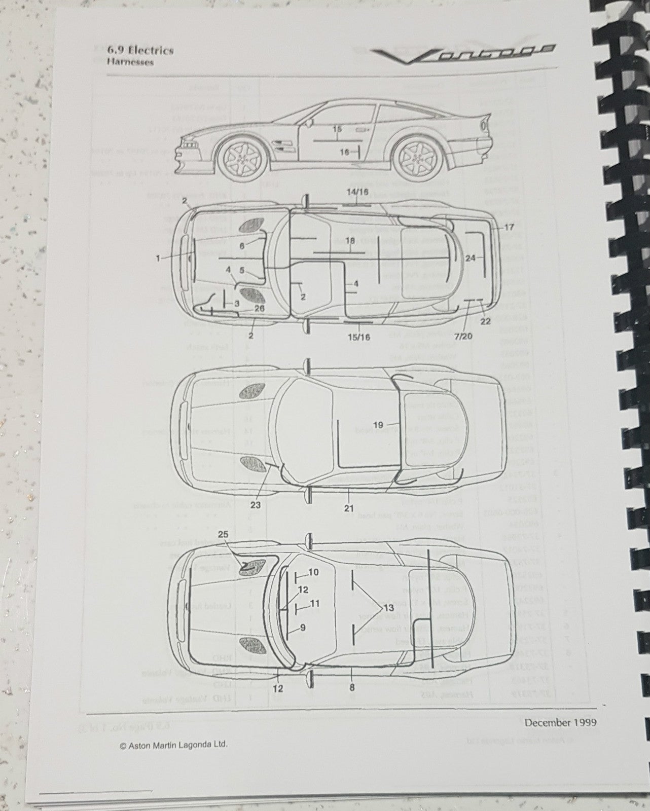 ASTON MARTIN V8 VANTAGE (VIRAGE) 93-00 PARTS MANUAL REPRINTED