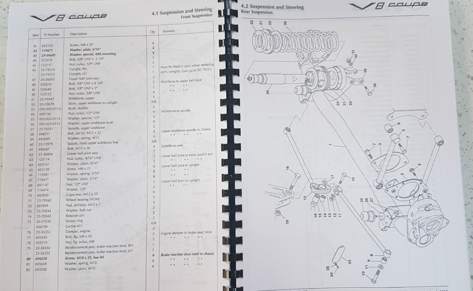ASTON MARTIN V8 COUPE 1996-2000 PARTS MANUAL REPRINTED A4 COMB BOUND 280 PAGES