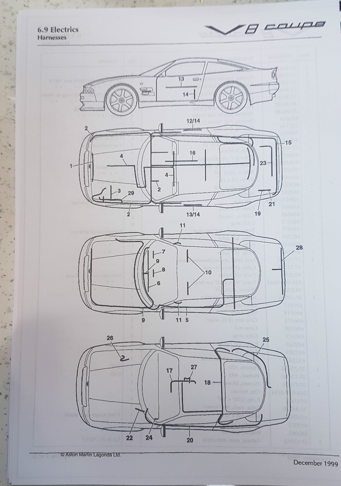 ASTON MARTIN V8 COUPE 1996-2000 PARTS MANUAL REPRINTED A4 COMB BOUND 280 PAGES