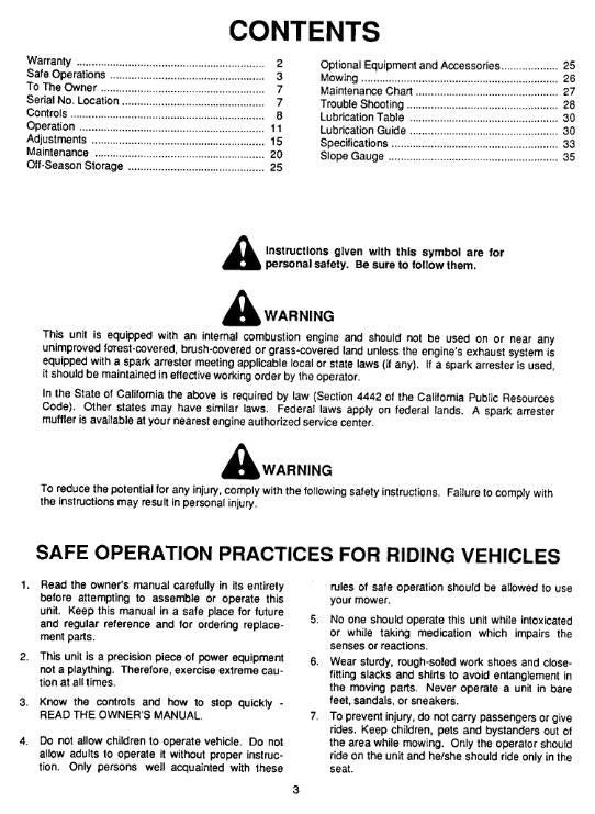 CUB CADET LAWN TRACTOR 1315 1320 OPERATORS MANUAL REPRINT COMB BOUND