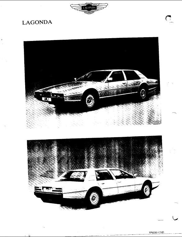 ASTON MARTIN LAGONDA WORKSHOP MANUAL REPRINTED A4 COMB BOUND 209 PAGES