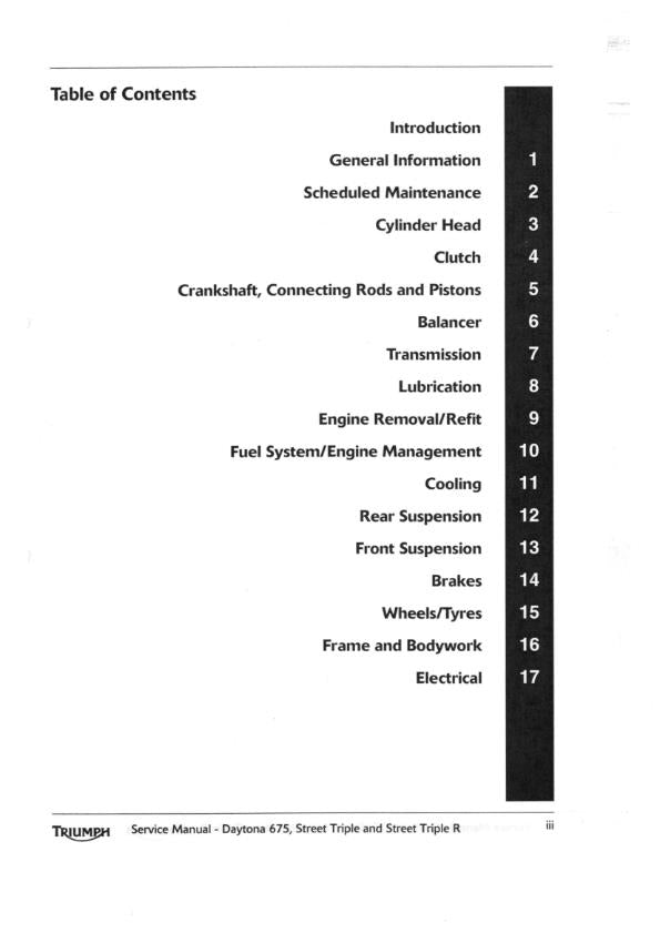 TRIUMPH DAYTONA 675 STREET TRIPLE & R SERVICE WORKSHOP MANUAL 2009 REPRINT