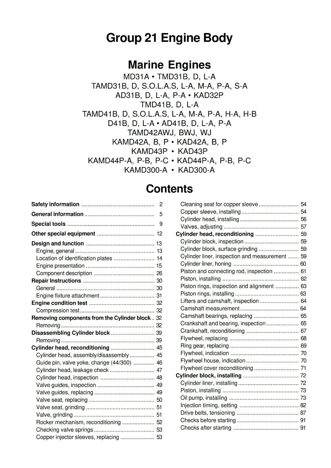 VOLVO PENTA 31 32 41 42 43 44 300 SERIES ENGINE BODY WORKSHOP REPRINTED 2001