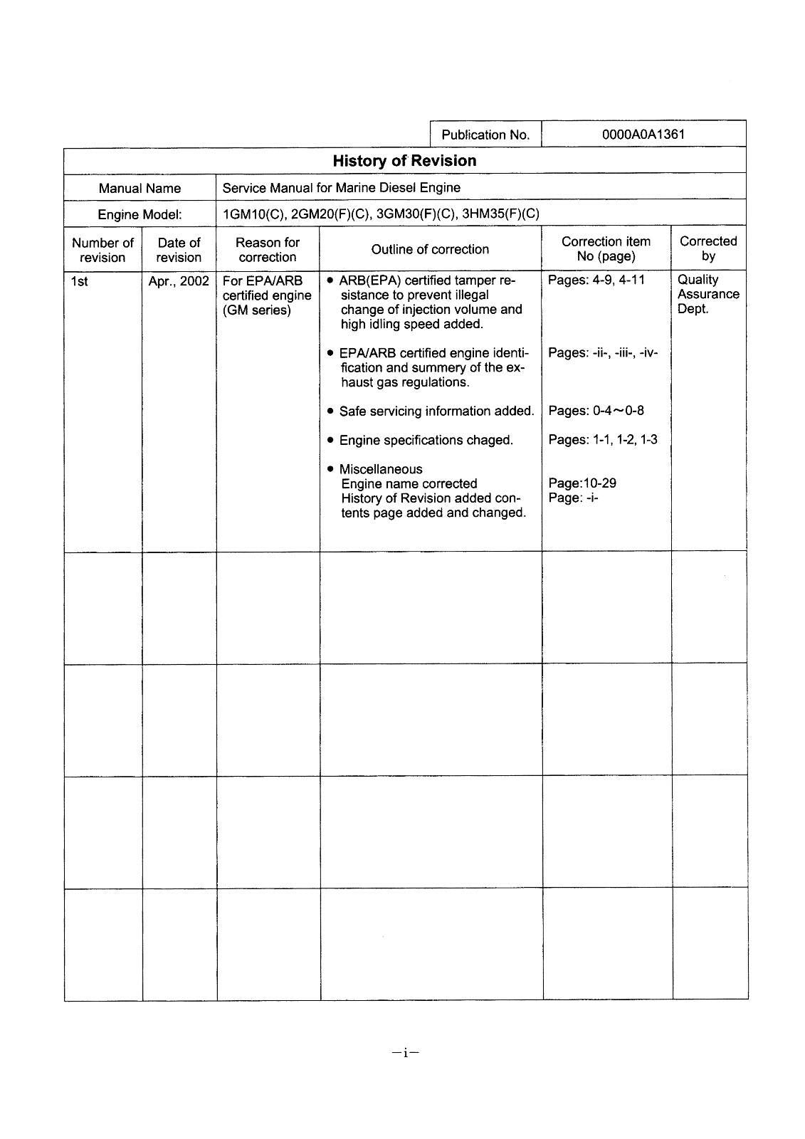 YANMAR 1GM10 2GM20 3GM30 3HM35 MARINE DIESEL ENGINE SERVICE MANUAL REPRINTED
