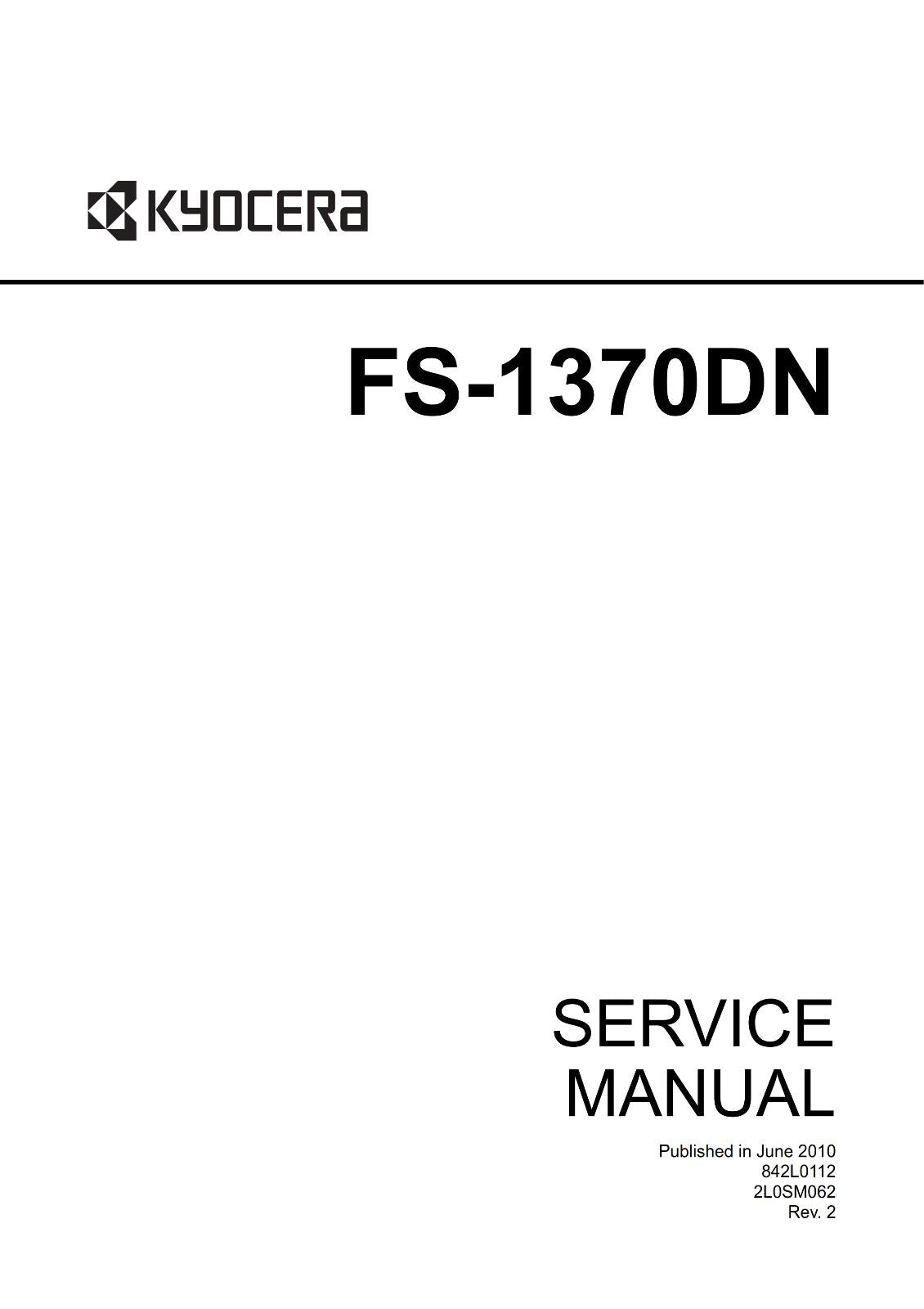 KYOCERA FS-1370 PRINTER SERVICE MANUAL REPRINTED COMB BOUND JUN 2010 EDITION