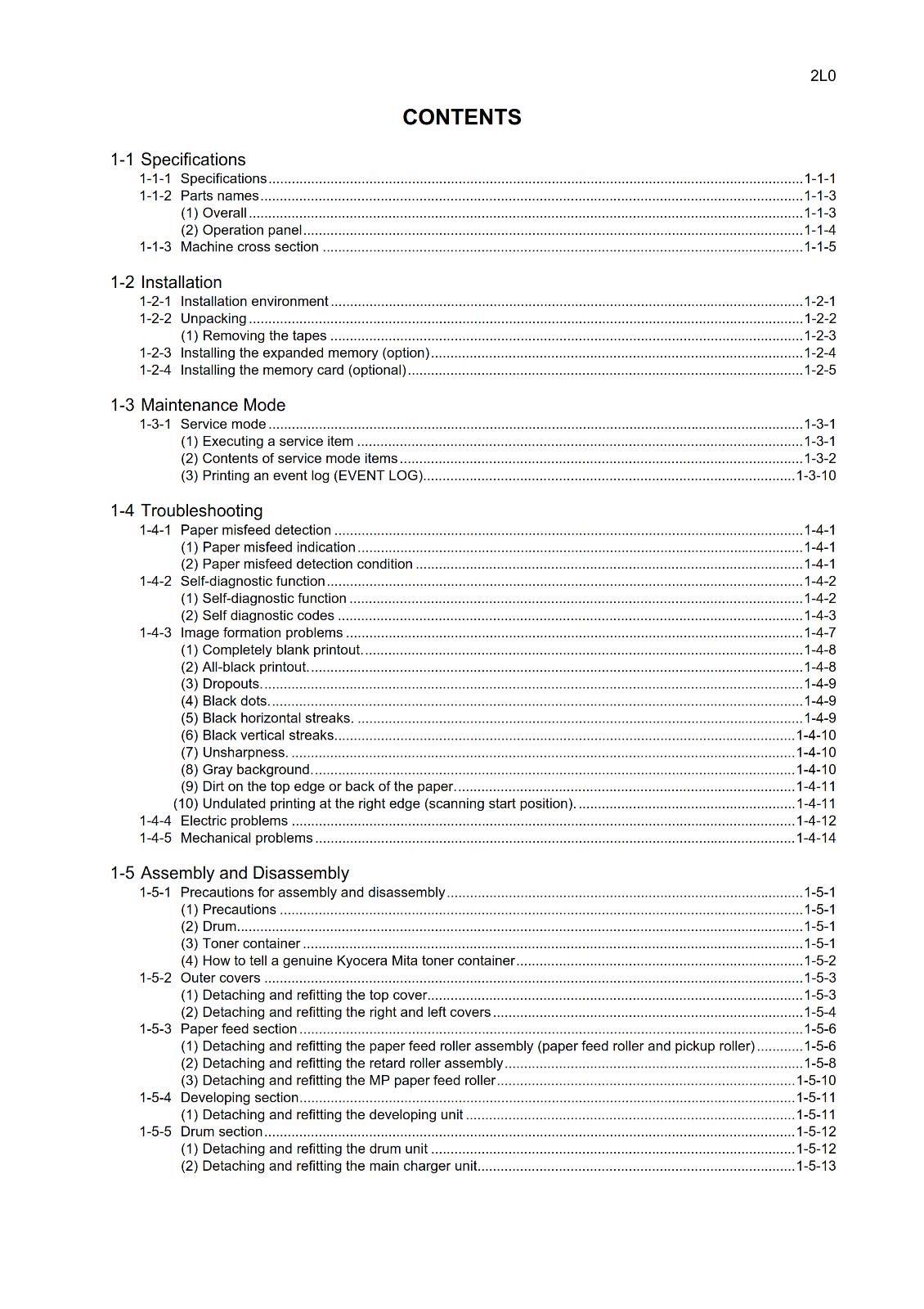 KYOCERA FS-1370 PRINTER SERVICE MANUAL REPRINTED COMB BOUND JUN 2010 EDITION