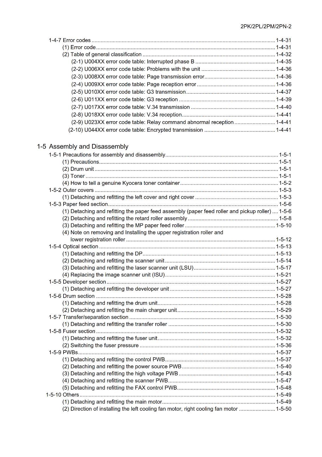 KYOCERA ECOSYS M2030DN M2530DN M2035DN M2535DN PRINTER SERVICE MANUAL REPRINTED