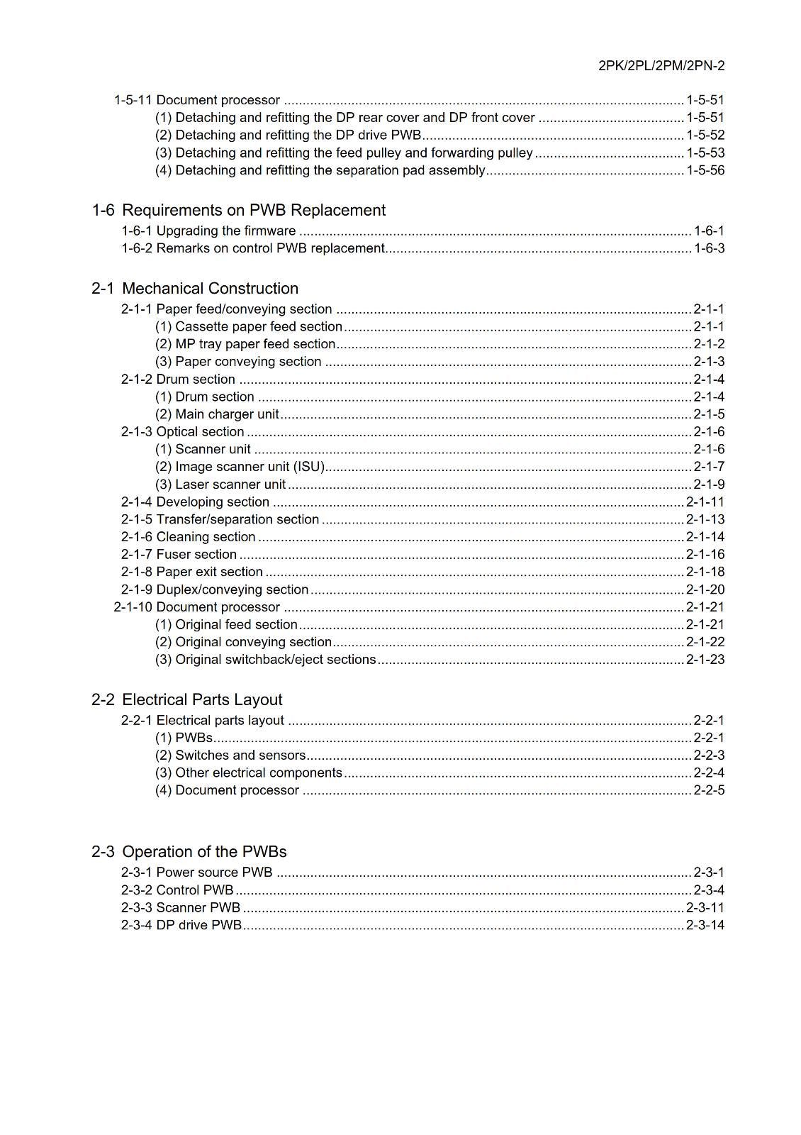 KYOCERA ECOSYS M2030DN M2530DN M2035DN M2535DN PRINTER SERVICE MANUAL REPRINTED