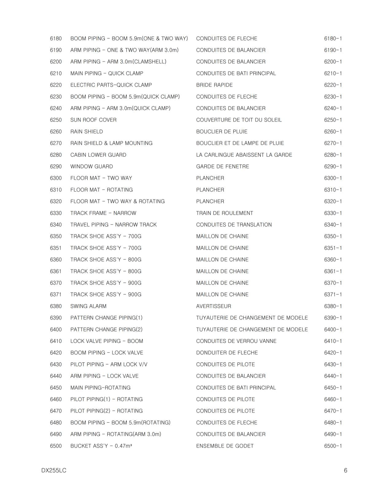 DOOSAN DX225LC PARTS MANUAL SERIAL NO. 5001 TO 5432 REPRINTED COMB BOUND 2009