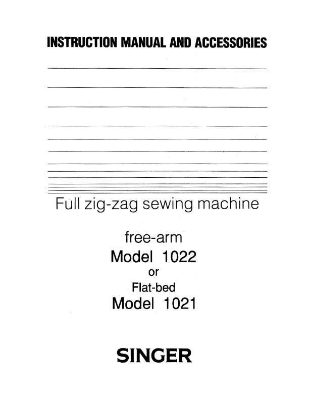SINGER 1021 1022 FULL ZIG ZAG SEWING MACHINE INSTRUCTION MANUAL REPRINTED