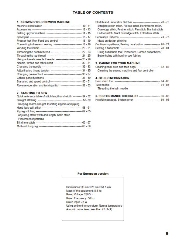 SINGER 1+  (1 PLUS) INSTRUCTION MANUAL REPRINTED COMB BOUND