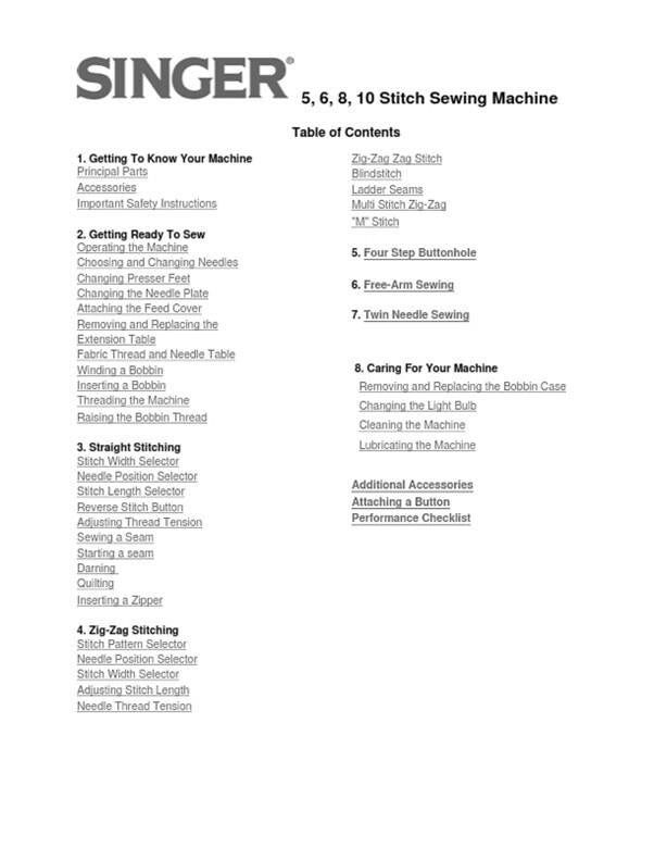 SINGER 5 6 8 10 STITCH SEWING MACINE INSTRUCTION MANUAL REPRINTED COMB BOUND