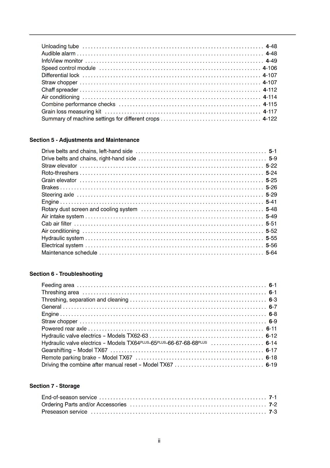 NEW HOLLAND TX62 TX63 TX64 TX65 TX66 TX67 TX68 OPERATOR MANUAL REPRINTED