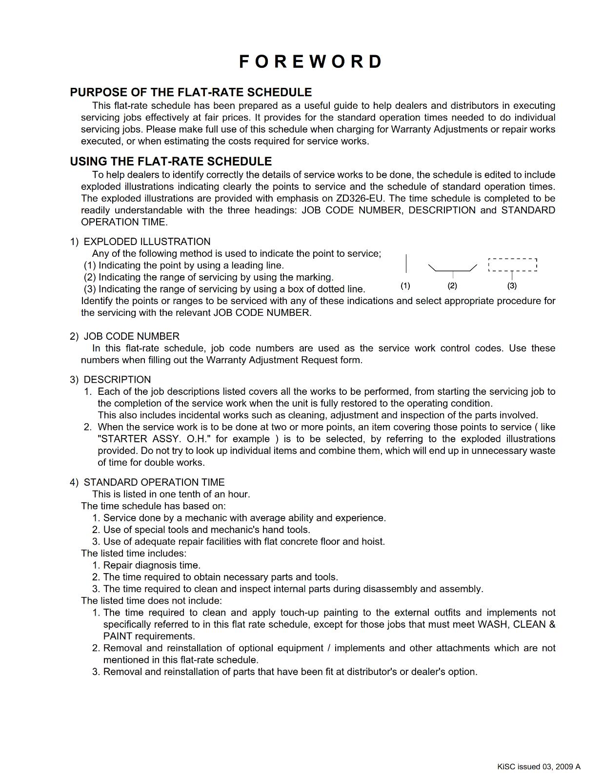 KUBOTA ZD326-EU FRS FLAT RATE SCHEDULE REPRINTED 2009 COMB BOUND