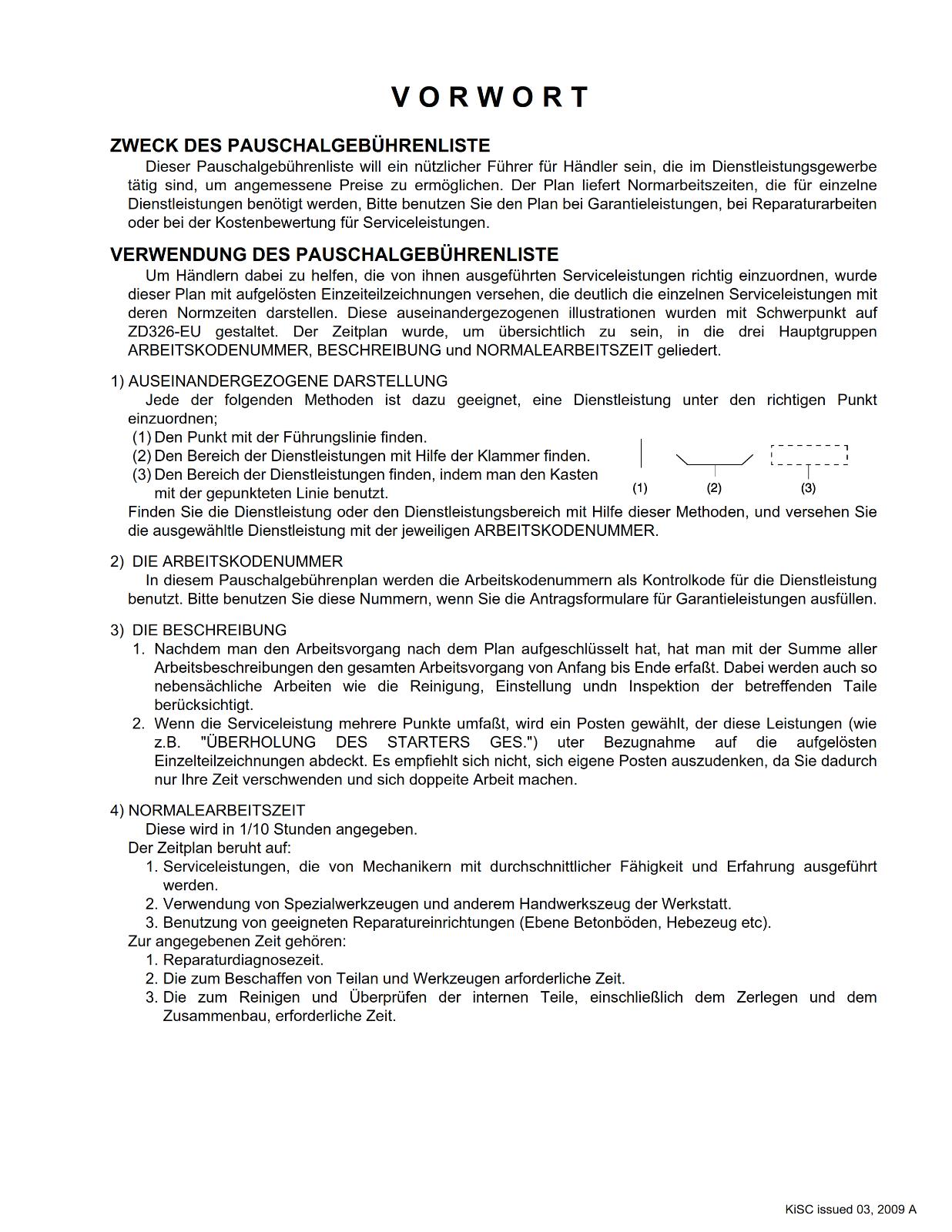 KUBOTA ZD326-EU FRS FLAT RATE SCHEDULE REPRINTED 2009 COMB BOUND
