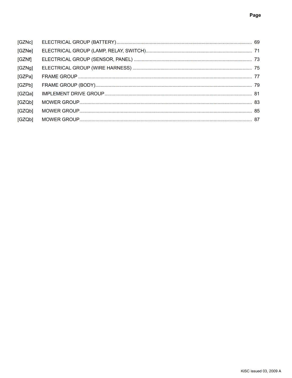 KUBOTA ZD326-EU FRS FLAT RATE SCHEDULE REPRINTED 2009 COMB BOUND